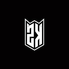 ZK Logo monogram with shield shape designs template
