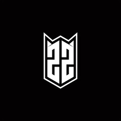 ZZ Logo monogram with shield shape designs template