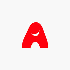 logo design with letter A concept with smile