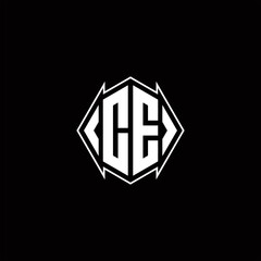 CE Logo monogram with shield shape designs template