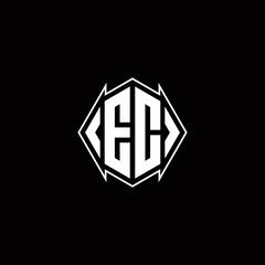 EC Logo monogram with shield shape designs template