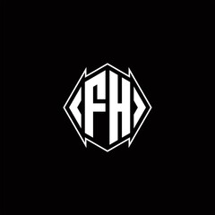 FH Logo monogram with shield shape designs template