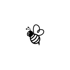 Bee icon, Honey Bee in flat style on white background.