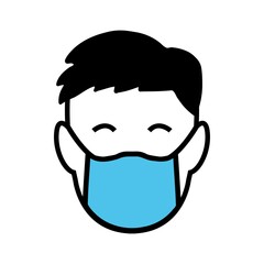 Wearing face mask - vector symbol. Face mask sign.