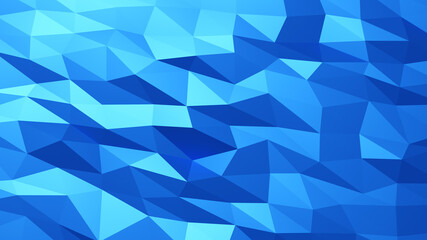 Low poly blue abstract background crumpled triangles surface, texture wall decoration, 3D Render illustration