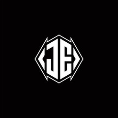 JE Logo monogram with shield shape designs template