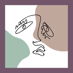 Abstract poster with a hand-drawn face. Modern, minimalistic style. Vector illustration