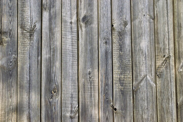 Fototapeta premium Gray wooden background made of planks. Old fence.