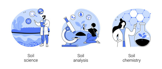 Soil properties abstract concept vector illustrations.