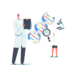 Laboratory Research and Development. Medicine Technology Genetic Testing. Scientists Characters Working with Dna