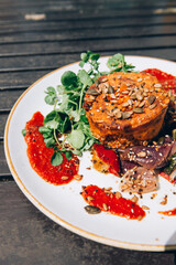 Vegetarian option of Sunday Roast in Pub