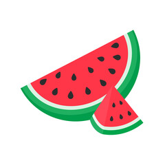 Watermelon vector. red fruit cut into pieces with seeds inside Refreshing food in the summer