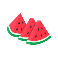 Watermelon vector. red fruit cut into pieces with seeds inside Refreshing food in the summer