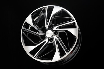 car alloy wheel, new, beautiful, black with polished spokes