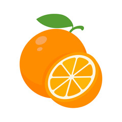 Sweet orange fruit. High vitamin C oranges are sliced ​​for refreshing orange juice in the summer.