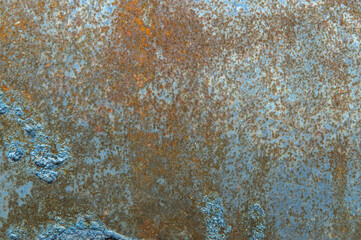 grunge background: rust on old painted metal surface, corrosion of steel, toning