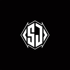 SJ Logo monogram with shield shape designs template
