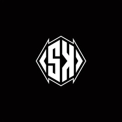 SK Logo monogram with shield shape designs template