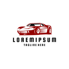 Obraz premium Classic sport car vector design inspiration. Auto car logo design template. Classic vehicle symbol logotype. A classic car symbol silhouette. Vintage car simple line art logo.