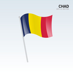 Chad waving flag isolated on gray background