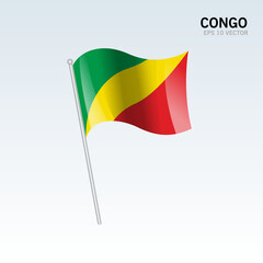 Congo waving flag isolated on gray background