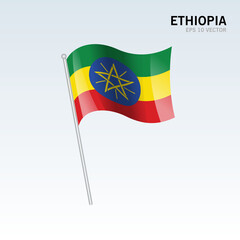 Ethiopia waving flag isolated on gray background