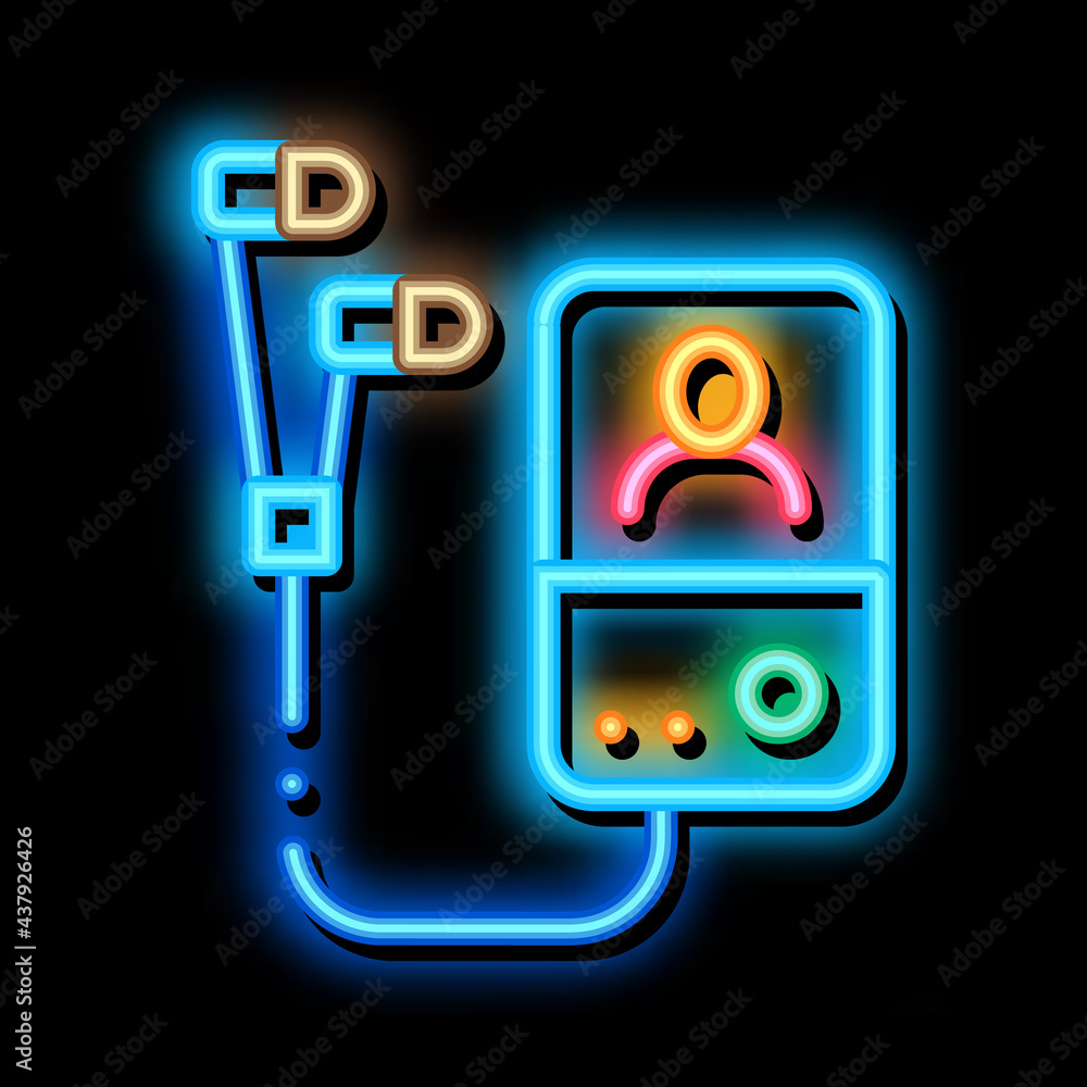 Poster record guide on player neon light sign vector. glowing bright icon record guide on player sign. tran