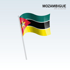 Mozambique waving flag isolated on gray background