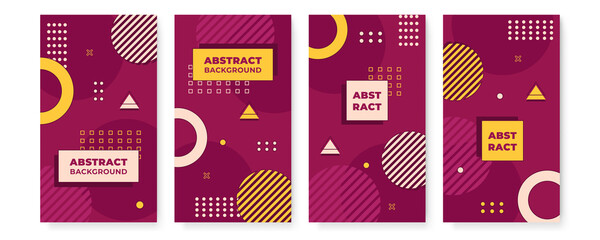 Modern abstract covers set, minimal covers design. Colorful geometric background, vector illustration. Colourful red black magenta orange yellow gradient geometric shape background