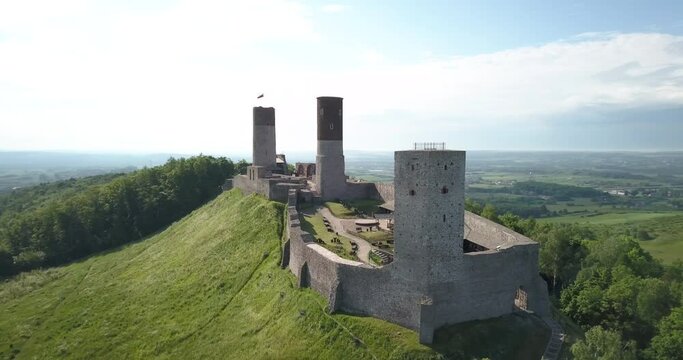 The Royal Castle in Chęciny. Aerial shot