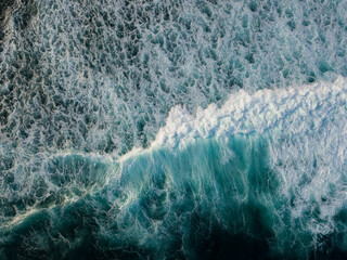 Aerial photo of the wave on the Slili Beach, Wonosari, Gunung Kidul, Yogyakarta