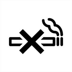No smoking icon, black. Vector and glyph