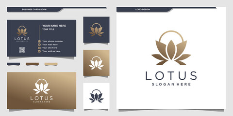 Modern lotus logo and business card design Premium Vector