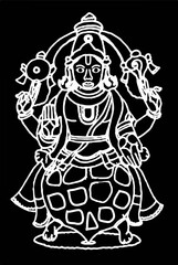Fototapeta na wymiar a beautiful dark art illustrations of indian gods and goddesses