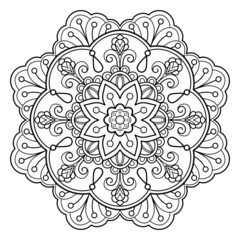 Mandala pattern Coloring book wallpaper design art. tile pattern greeting card sticker lace pattern and tattoo, yoga design. hand drawn mandala vector. on white background