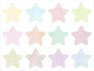 Colourful stars / Coloured pencils / Vector     カラフルな星　色鉛筆