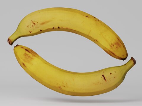 Image of bananas on a colored background, 3D rendering
