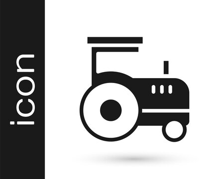 Black Tractor icon isolated on white background. Vector