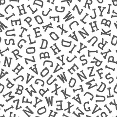 Vector seamless alphabet pattern with mosaic latin letters. White repeatable unusual background. Fashion trendy design