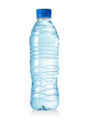 blue plastic water bottle isolated