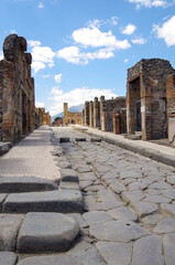 Famous landmark of ancient and historic city temple ruins with columns and walls on archeologic...