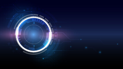 Vector illustration white gear wheel on circuit board, Hi-tech digital technology and engineering, Abstract futuristic- technology on blue color background