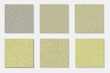 Fototapeta premium Collection of trendy vector seamless patterns. Abstract stylish backgrounds, posters, cards. Mosaic fashion textures