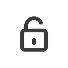 Open lock vector icon. Black padlock icon with white background