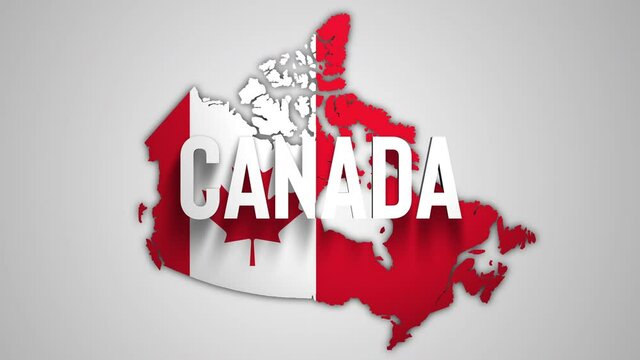 Canadian Map. Map of Canada. Animated 4k Canadian Graphic. North American Graphic. Slo-mo Canadian Map. Toronto. Montreal. Vancouver. Maple Leaf.