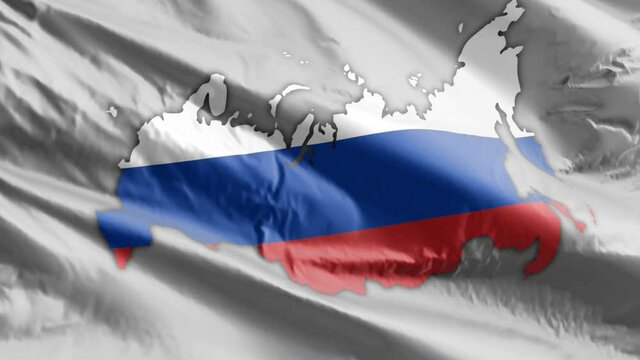 Russian Map on flag. Map of Russia. Russia on Flag. Animated 4k Russian Map. European Flag. Slo-mo Russian Map and Flag Waving. Travel. Moscow.