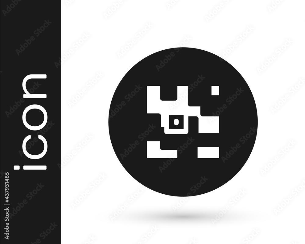 Poster black qr code sample for smartphone scanning icon isolated on white background. vector