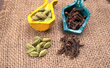 Group of Organic Black pepper isolated on white background. Selective focus and Top view (Flat Lay)