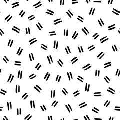 Seamless pattern with black brush strokes and white background