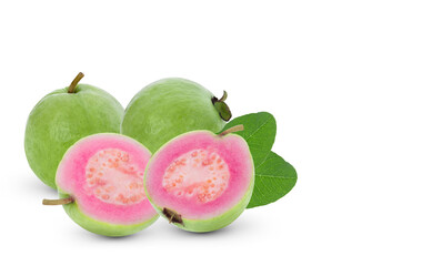 Pink guava isolated on white background
